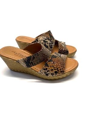 Mariella Made In Italy Snake Embossed Leather Crisscross Slide Sandals Size 9.5